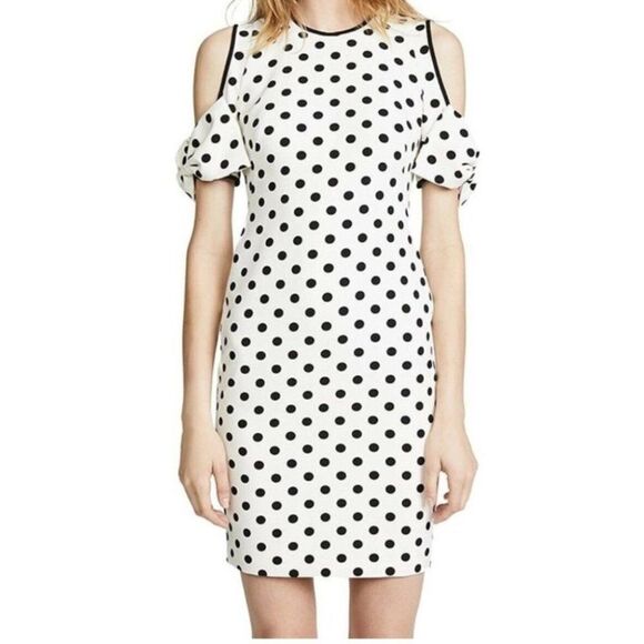 Black Halo Women's Dress White Size 2 Sheath Polka